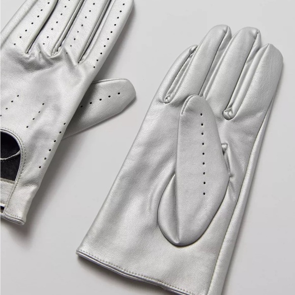 Silver Urban Outfitters Faux Leather Moto Glove Sleek gloves - Picture 2 of 9